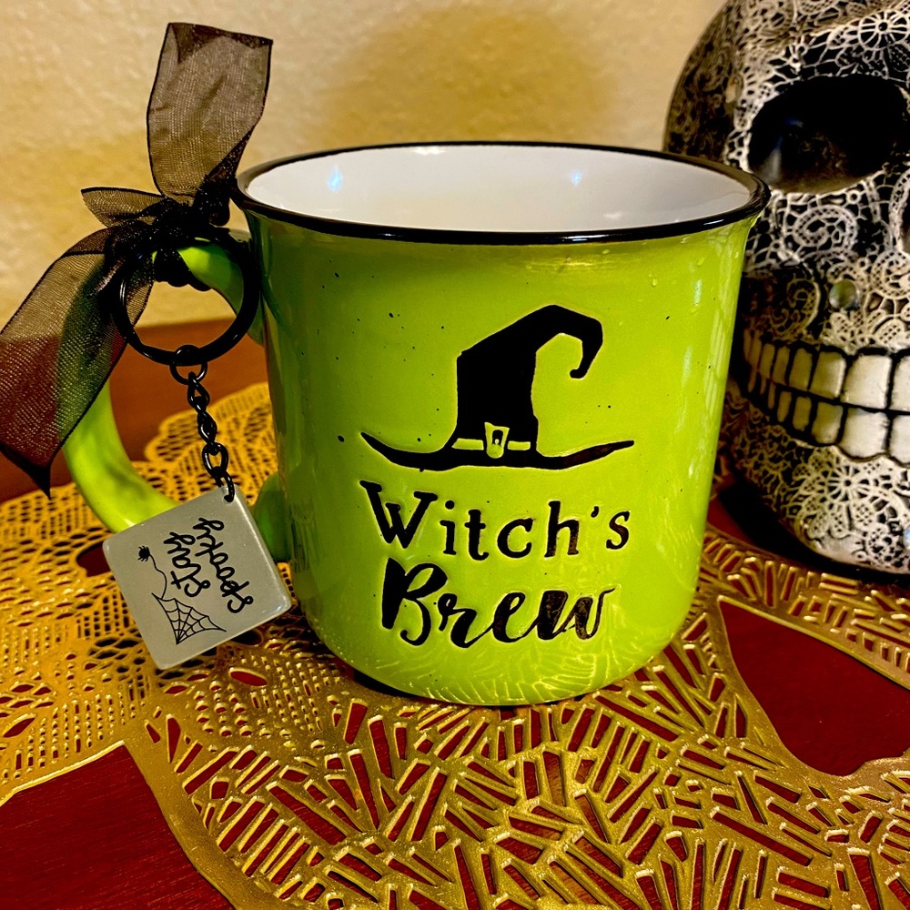 Witch's Brew lime green Coffee cup and keychain